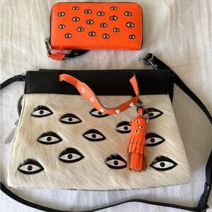 Min & Mon- Purse, Wallet, keychain, Stylish Black and Orange Women's Bag Set